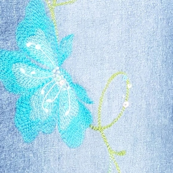 Lana Erica Embroidered Flower Sequined Straight Leg Jeans 8 - Picture 6 of 9